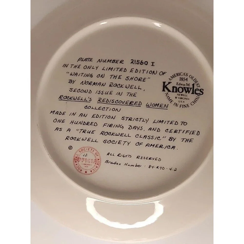 Norman Rockwell Waiting On The Shore Rediscovered Women Plate Limited Edition